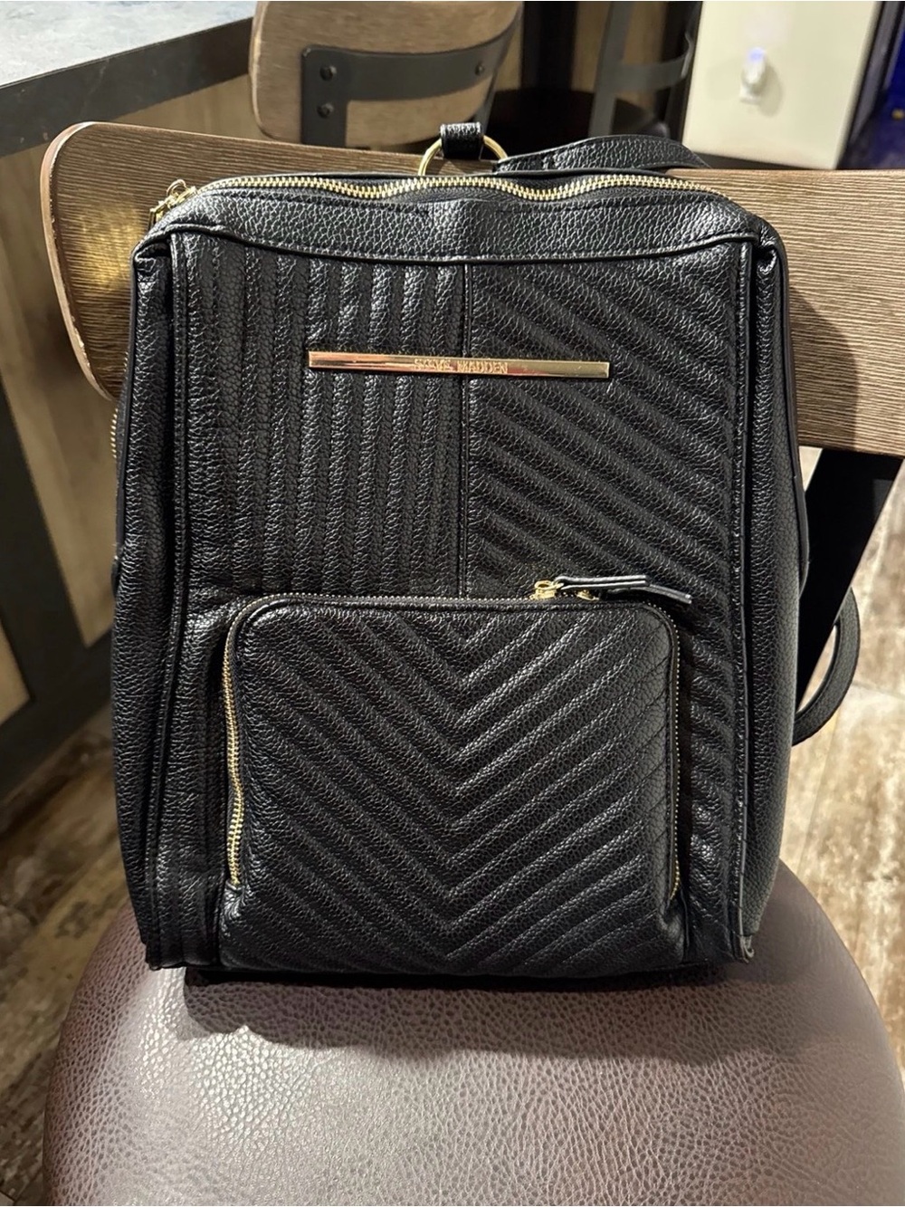 Steve Madden Black Quilted Backpack